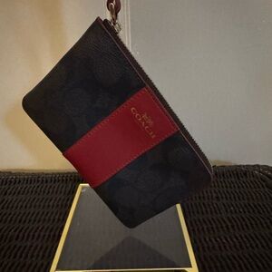 Coach Brown and Red Wristlet
